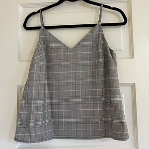 Banana Republic Gray Plaid Thin Strap Lined Boxy Tank Blouse